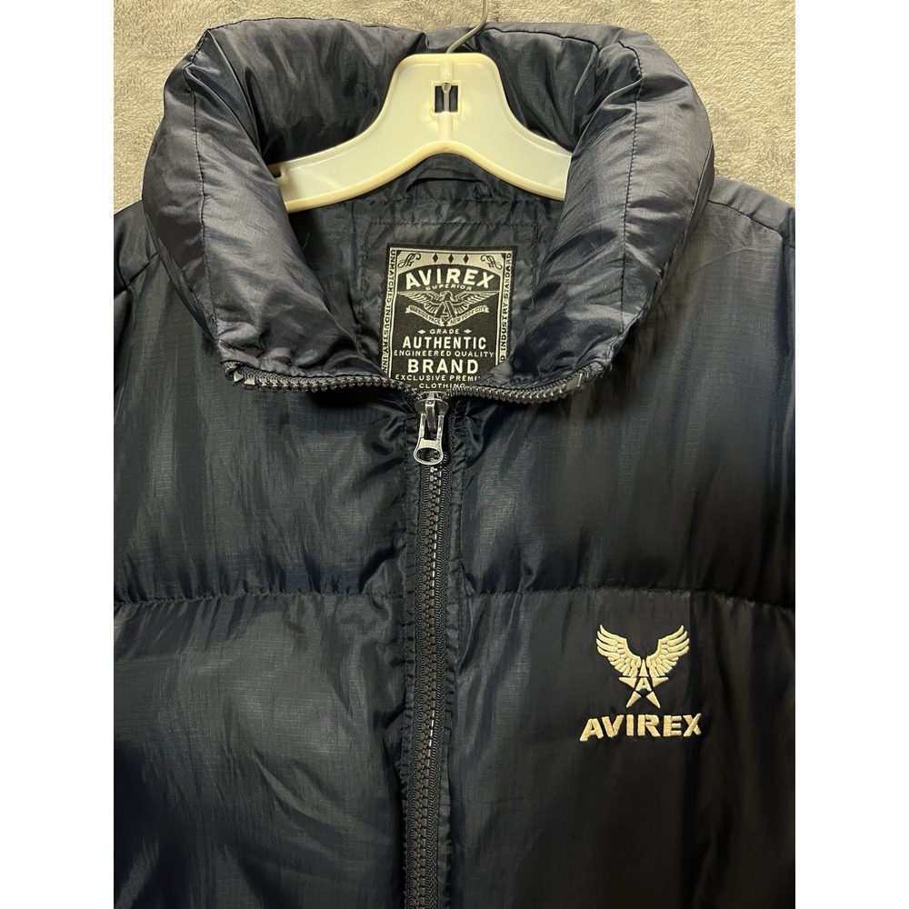 Avirex Jacket Mens M Puffer Jacket No Hood Parka Black Hip Hop Y2K Streetwear